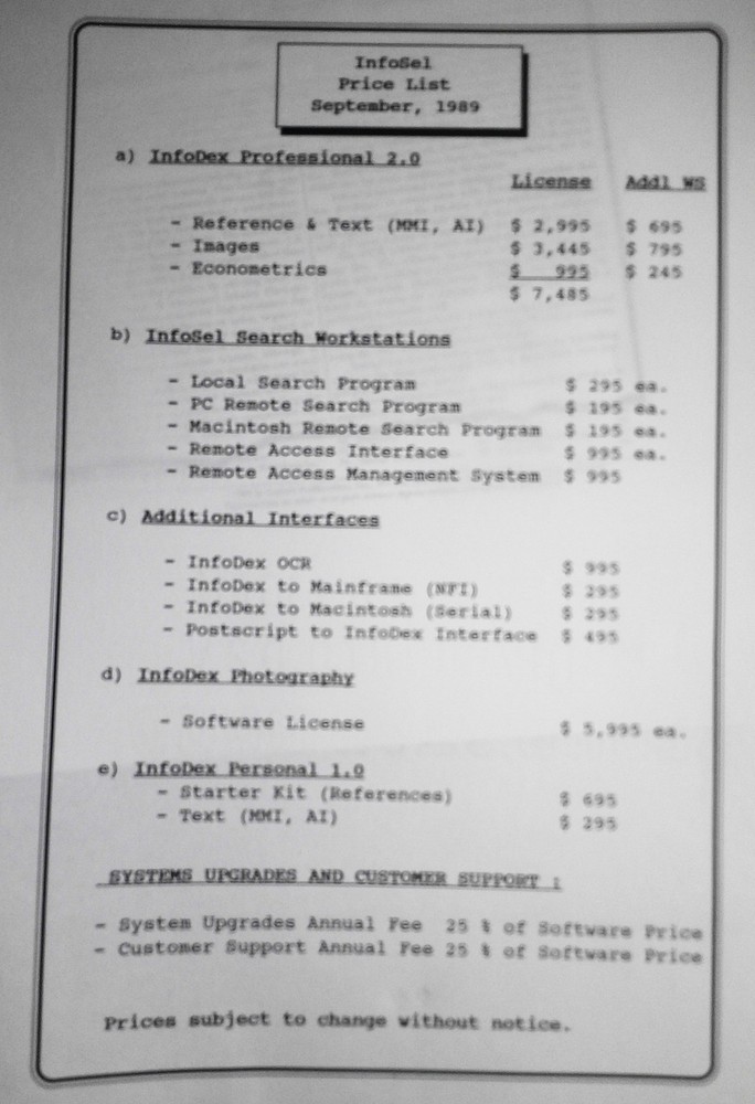 1989 Infosel Press Kit -Introducing Infodex multi-media database for journalists