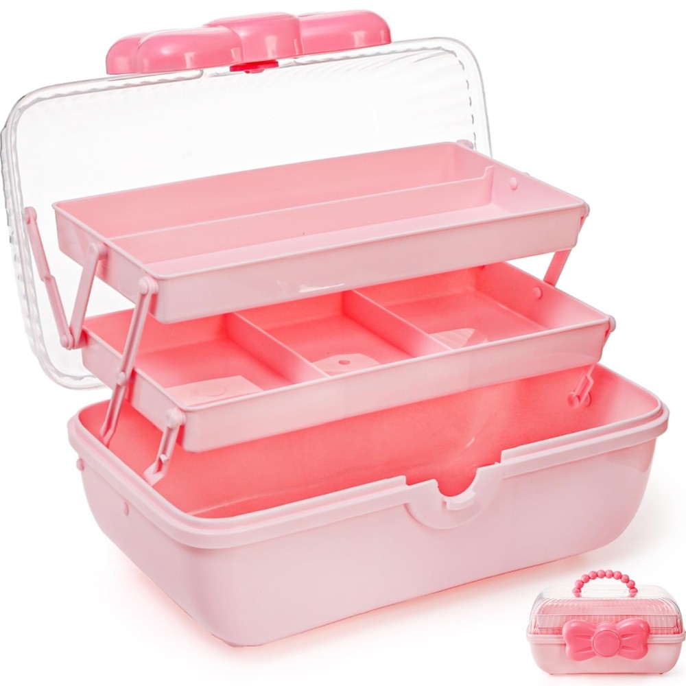 11" Three-Layer Multipurpose Storage , Clear Plastic Art Craft Organizer, Por...