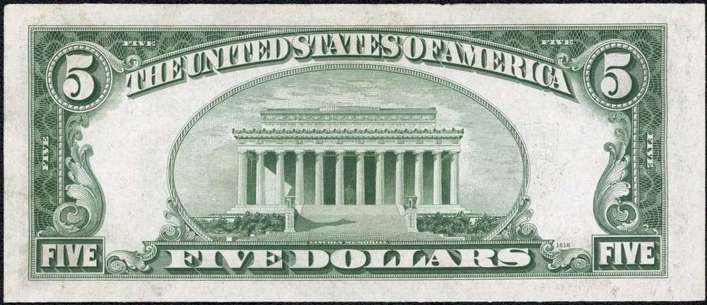 1934 B $5 Five Dollar Silver Certificate Note Fr#1652