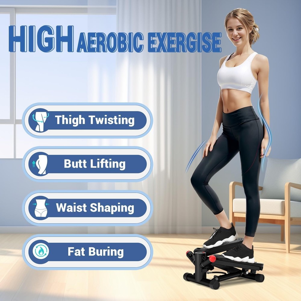 Steppers for Exercise at Home, Mini Stepper with Resistance Bands (Red)