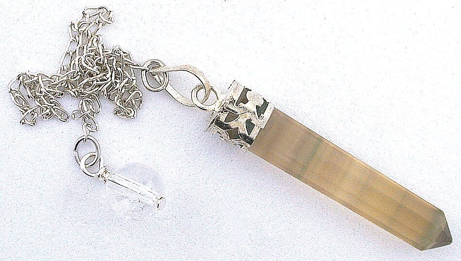 Fluorite Point Pendulum Silver Colored Chain Reiki Metaphysical EBS4791-111622