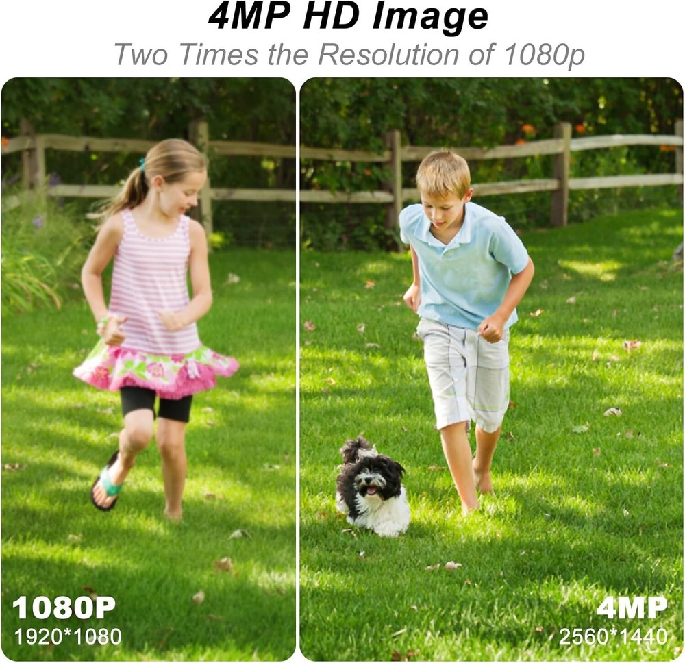 4.4" Touch Monitor 4MP Wireless Security Camera System Solar Powered 2-Way Talk