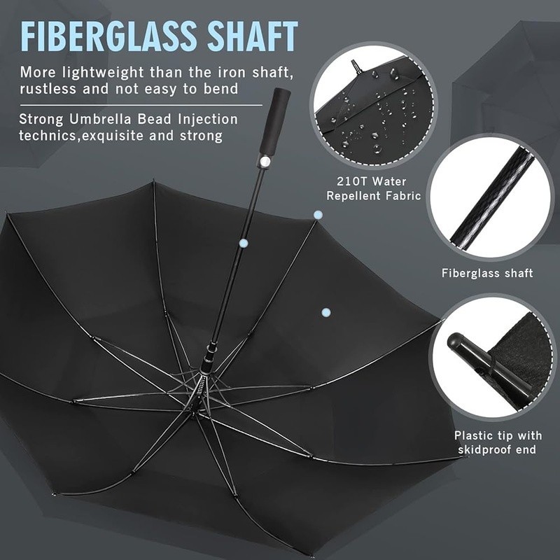 Large Windproof Golf Umbrella Double Canopy Auto Open Heavy Duty Golfing Rain US