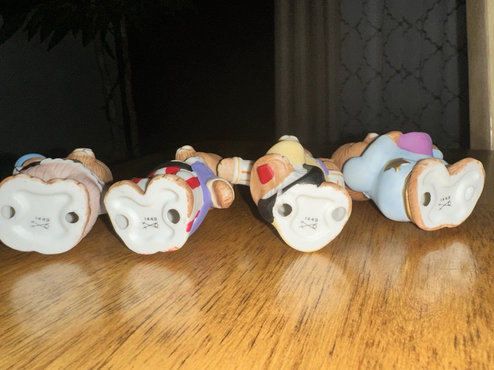 Ceramic Circus Bear Figurine Set 4 Multicolor Small Miniatures #1449