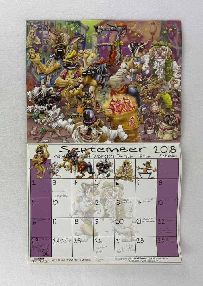 MCCARTNEY 2015 Dog Wall Callender - PRO PLAN - Illustrated - Used