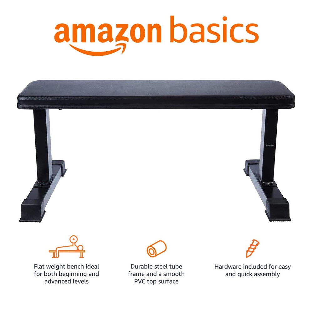 Amazon Basics Flat Weight Bench, Black