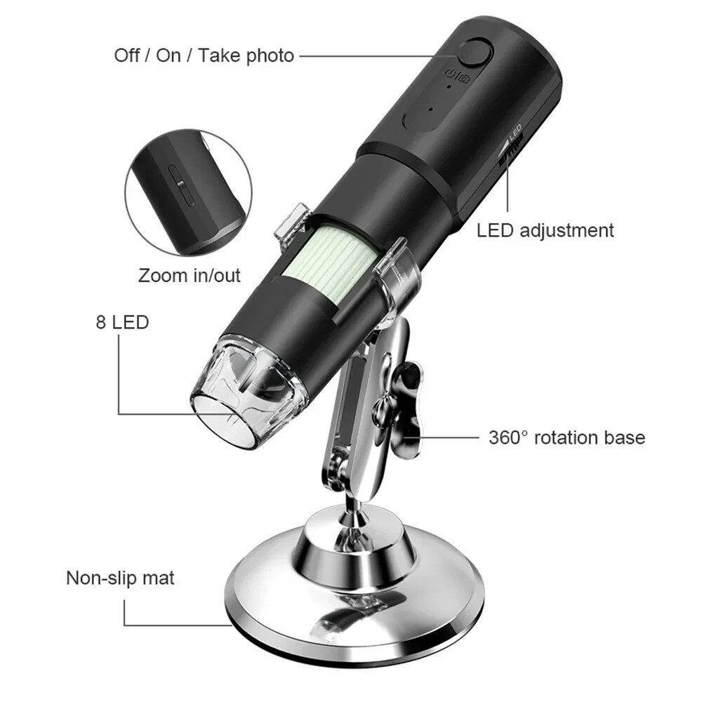 Digital Microscope WiFi Wireless Electron Dermatoscope Scalp Detection Pores