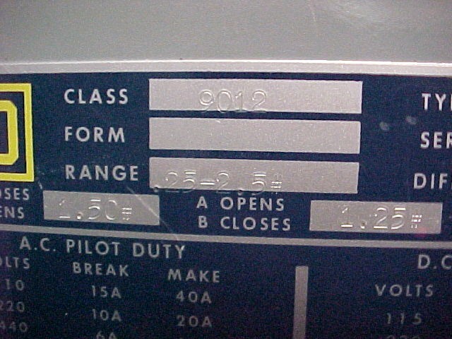 Class 9012 Type AMR-1 Pressure Switch Square D Hazardous Location