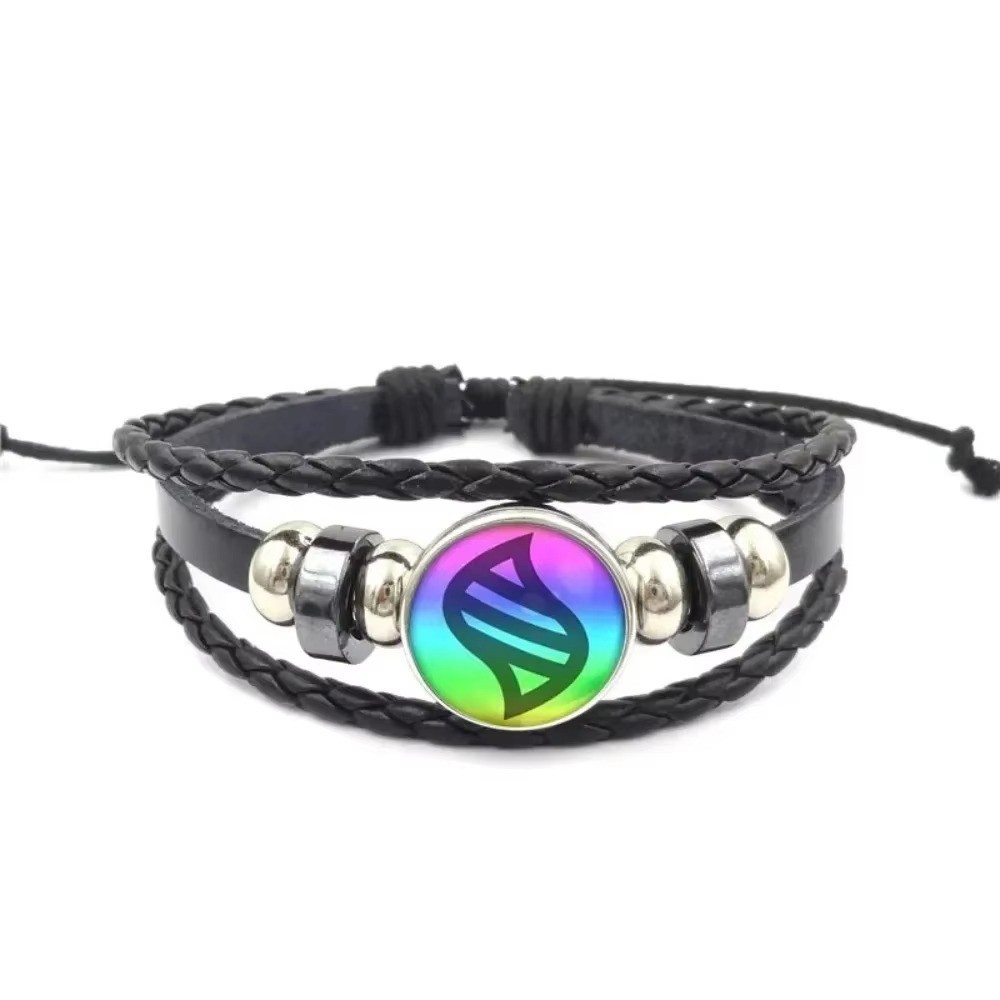 Mega Evolution Stone Snap Weave Leather Adjustable Bangle Charm Bracelet - NEW