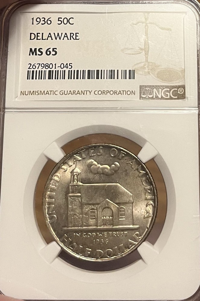 1936 NGC MS65  Delaware Commemorative Half Dollar