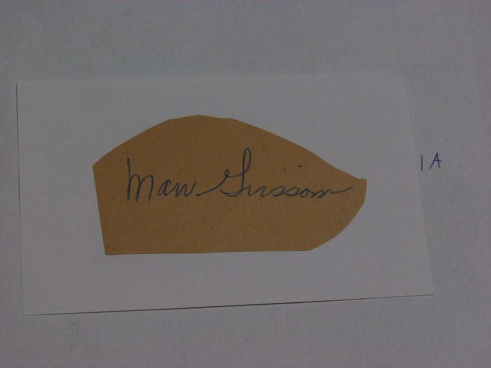 Marv Grissom Autographed Cut on Index Card
