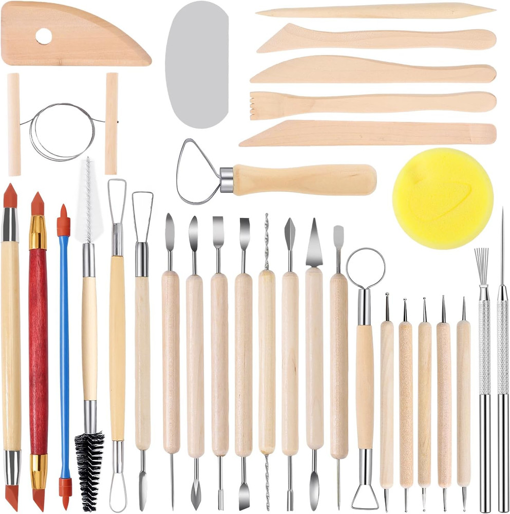 Clay Sculpting Tools Kit 32pcs Pottery Carving Modeling Set Beginner