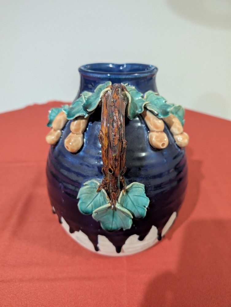 Artisan Ceramic Pitcher with Leaf Design