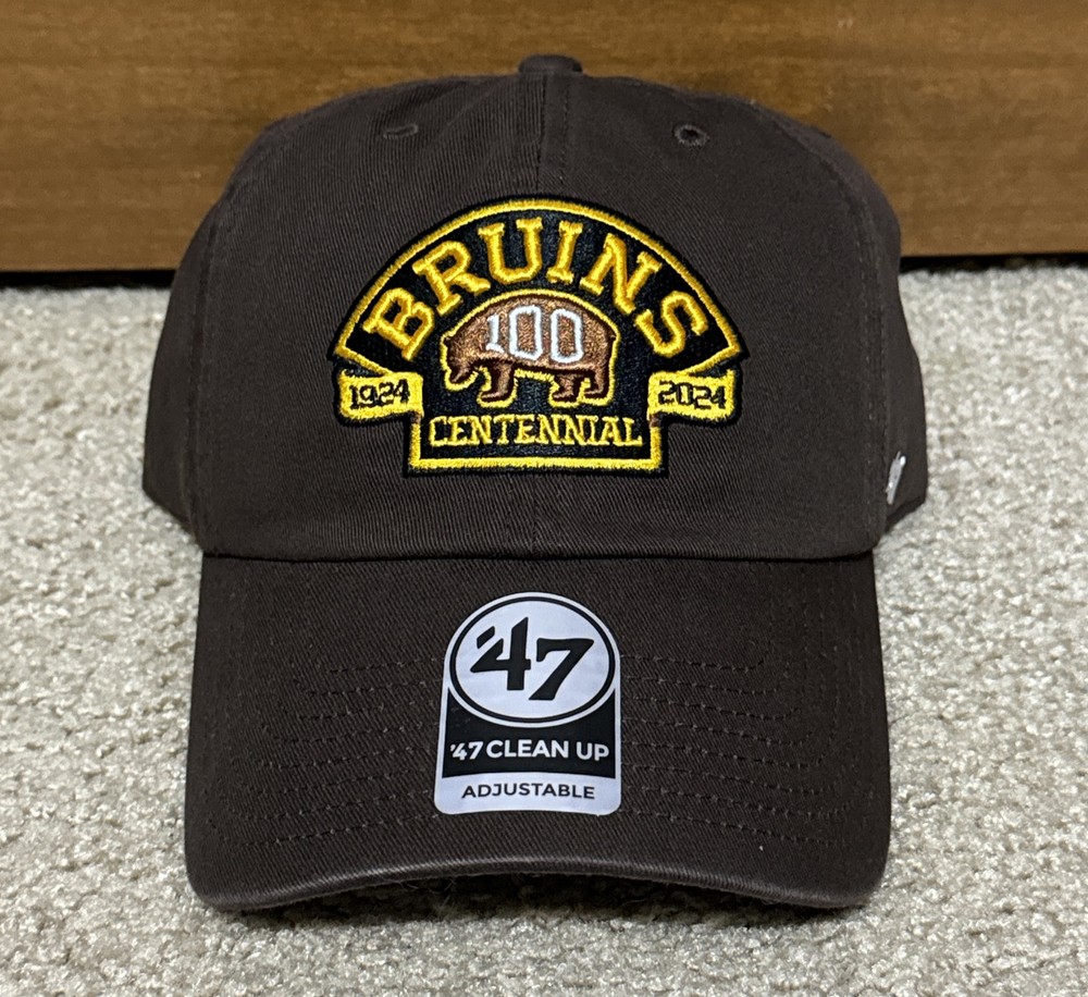 '47 Brand Clean Up Boston Bruins Centennial 100th Adjustable Strapback Hat Cap