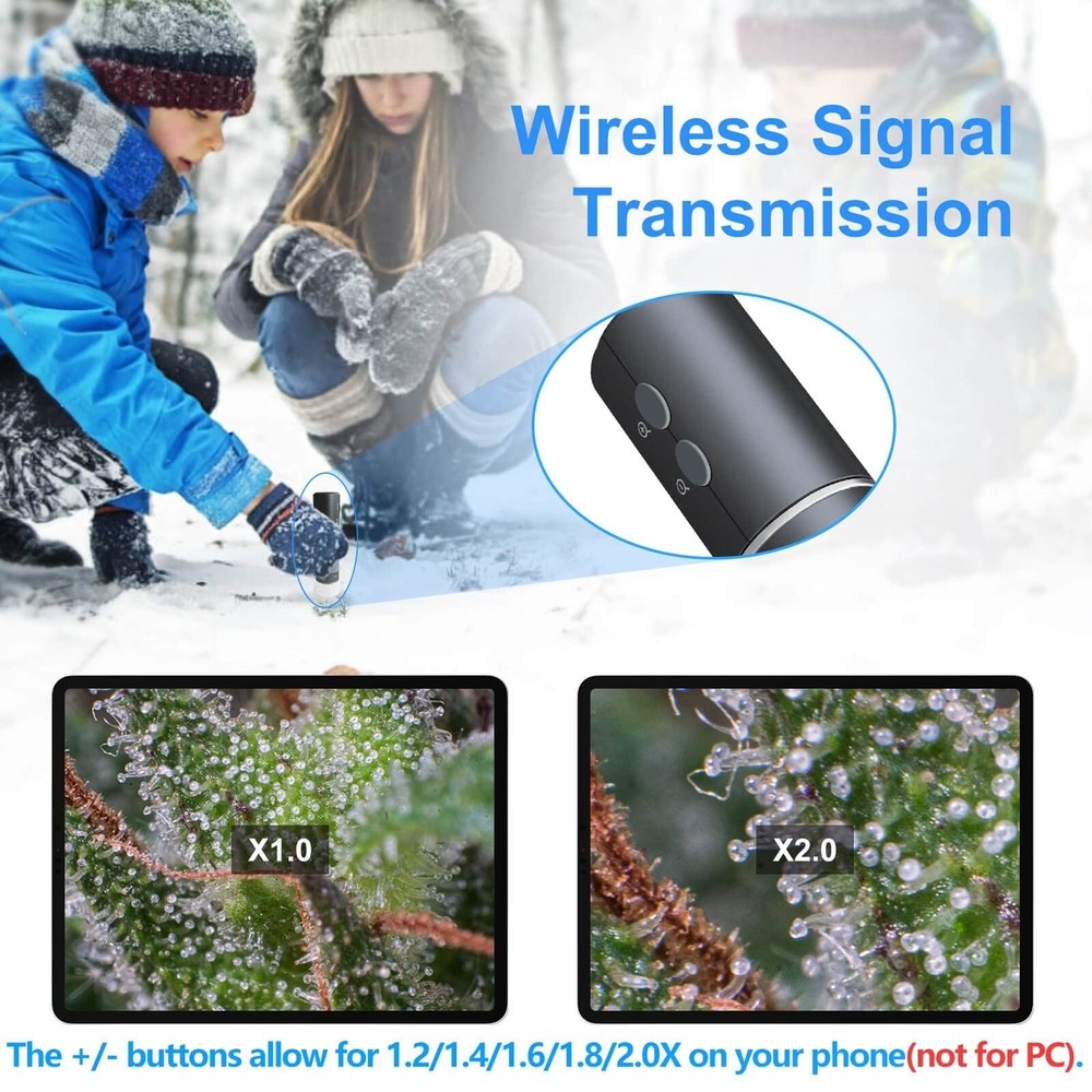 4K WiFi Microscope for iPhone Android PC, 50-1000X USB Digital Microscope Wir...