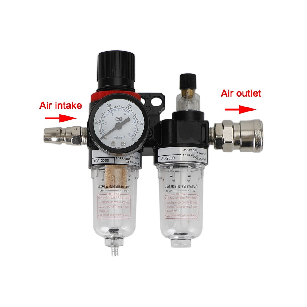 Air Source Treatment Filter Regulator 1/4" NPT w/ Gauge Fits Air Compressor