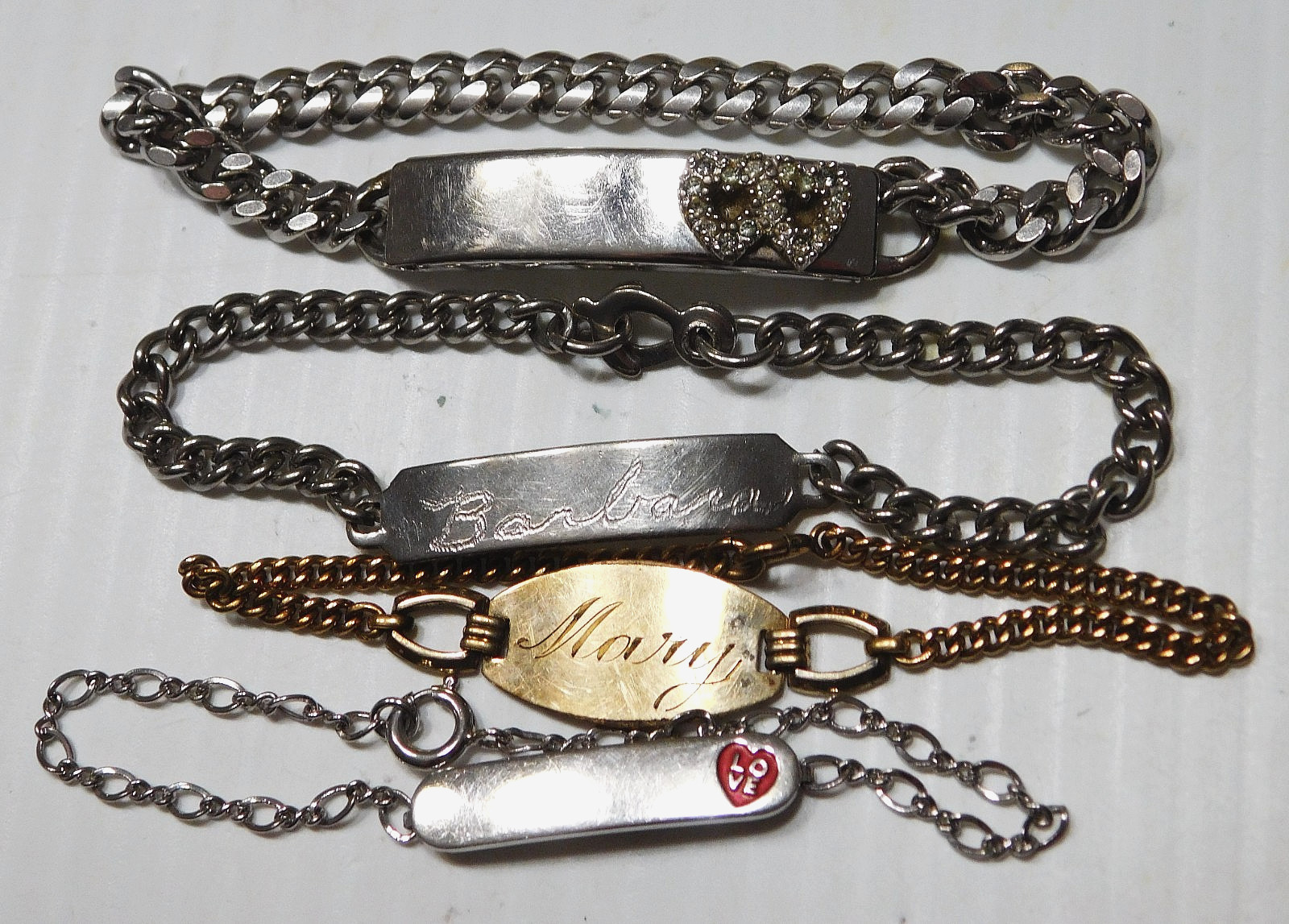 VINTAGE 1940-60's I.D. BRACELETS- CHAMPION, MARY, BARBARA, ETC.
