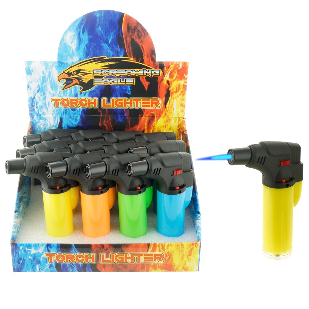 4 Pack Jumbo 4" Jet Flame Torch Gun Lighter Refillable Lockable Windproof Neon