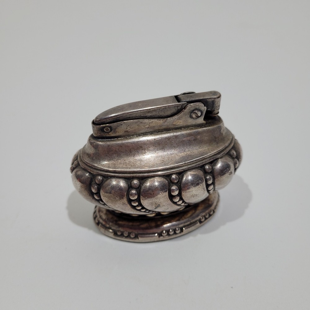 Vintage Silver Plated Ronson “Crown” Table Lighter, Sparks And Lights Up