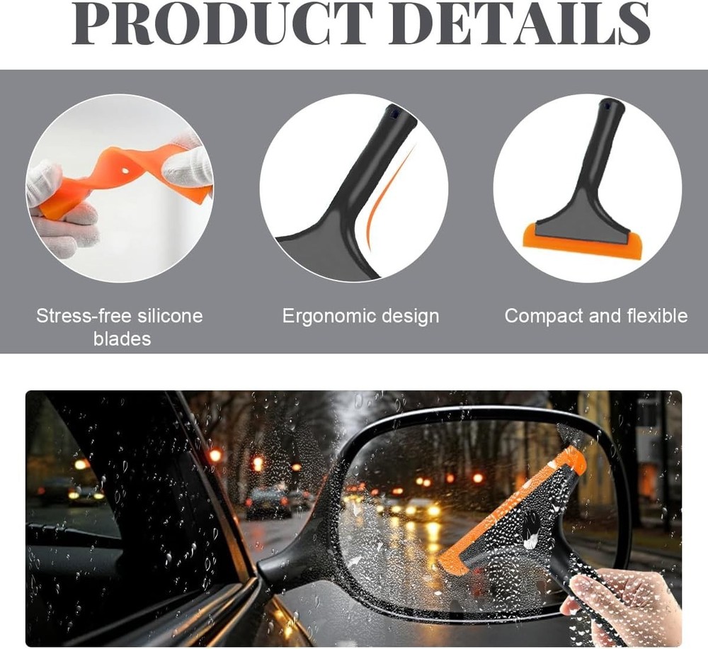 Wevdn Small Silicone Window Squeegee, Car Windshield Black