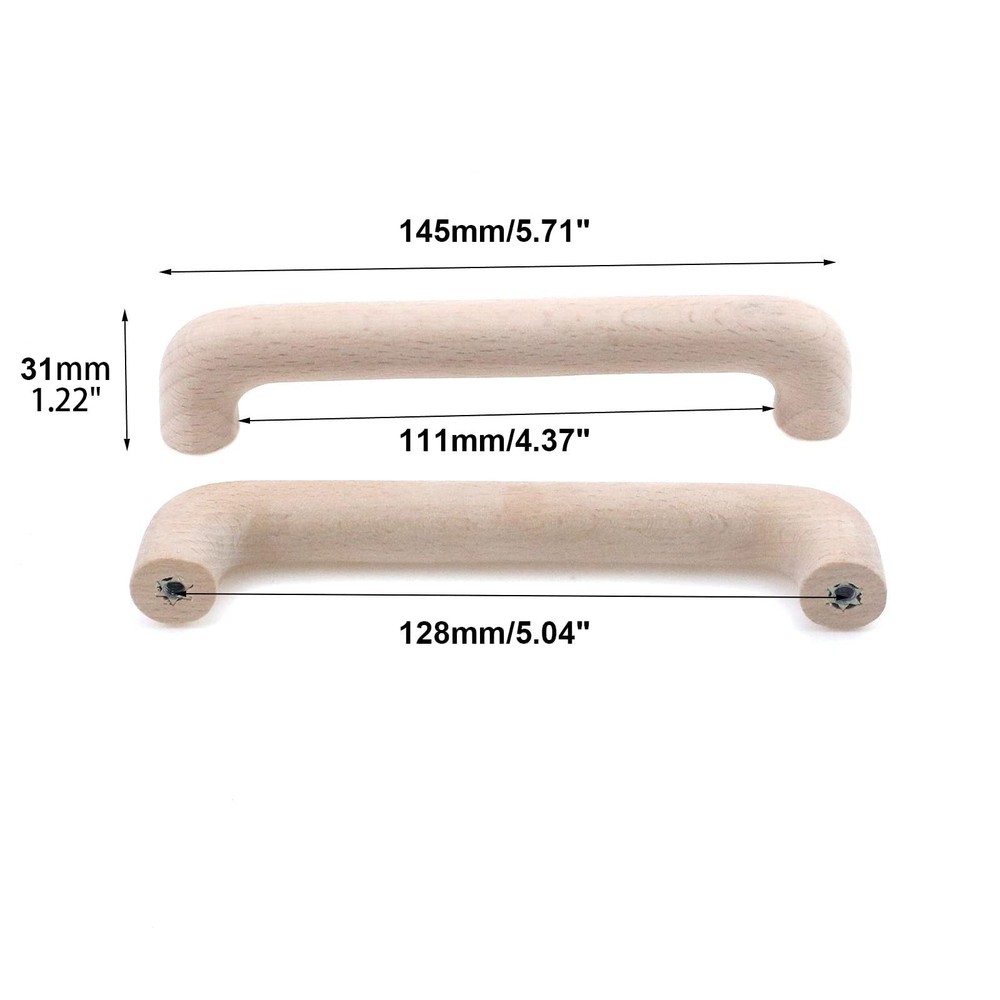Wooden Drawer Pulls Beech Wood Handles Pulls Unfinished Kitchen Cupboard Cabi...