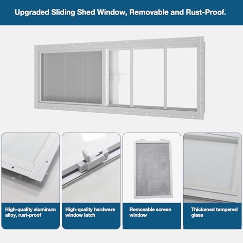 Yuzzy Shed Windows 2 Pack Sliding Windows Transom Window with 10"x35" White