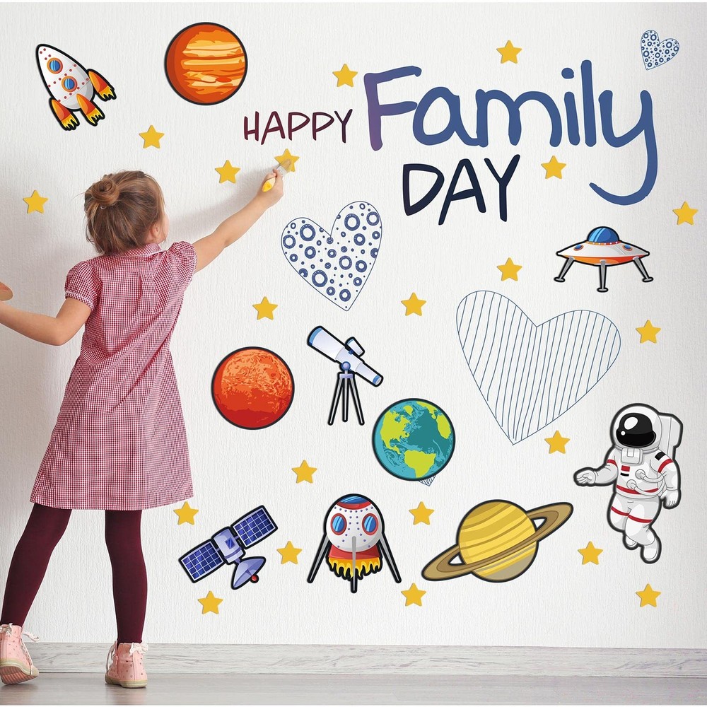 42 Pcs Outer Space Bulletin Board Decoration Set Solar System Astronaut Class...