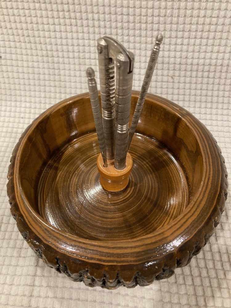Vintage Live edge nut bowl with nut cracking tools