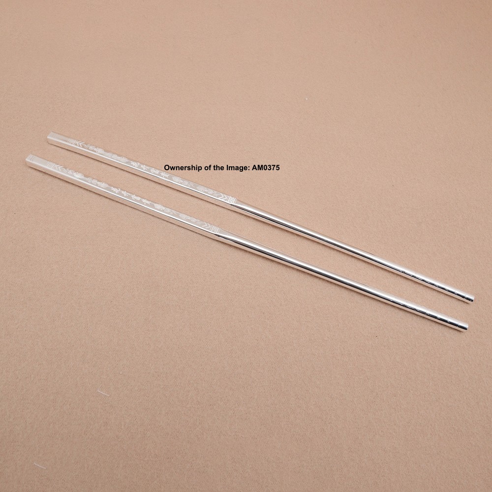 999 Pure Silver Chinese Chopsticks Chrysanthemum Pattern Antibacterial Tableware