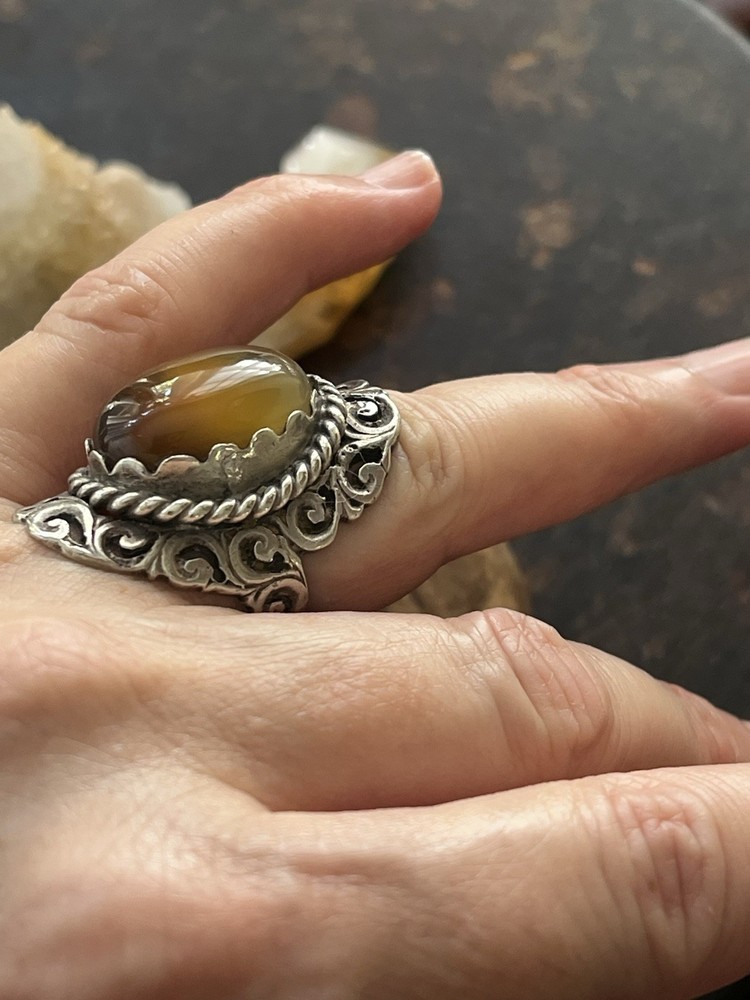 Handmade Sterling And Carnelian Statement Ring Size 7