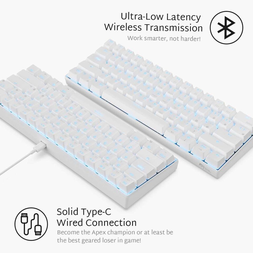 RK61 60% BLUETOOTH / WIRED BACKLIT Gaming Keyboard BLUE Switch USB24D_WBI