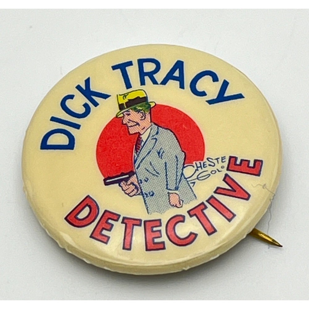 Vintage Dick Tracy Detective Pinback Classic Comic Button 60s Pin