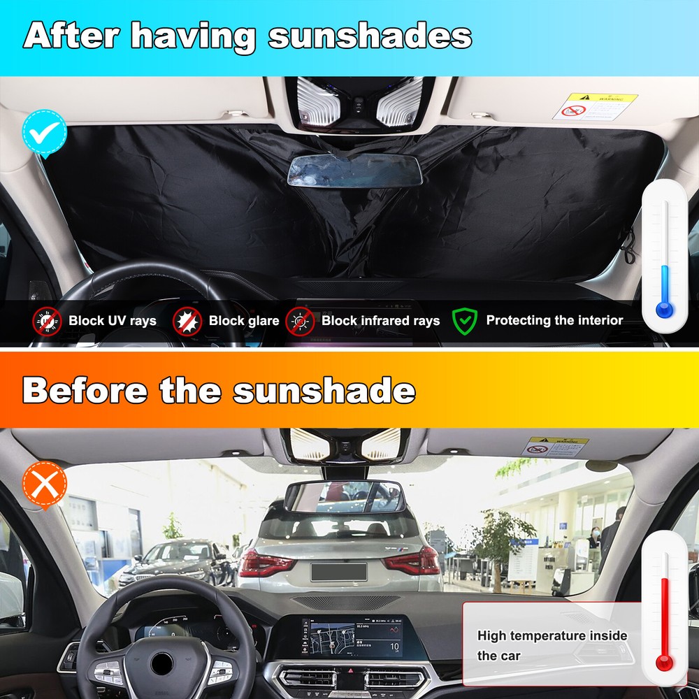 For BMW 3 4 Series i3 i4 2020+ Front Windscreen Sun Shade Foldable Black