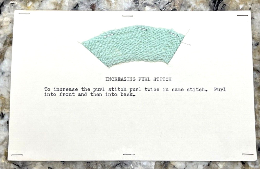 Vintage Handmade Sampler of Knitting Stitches Patterns Examples on Cards