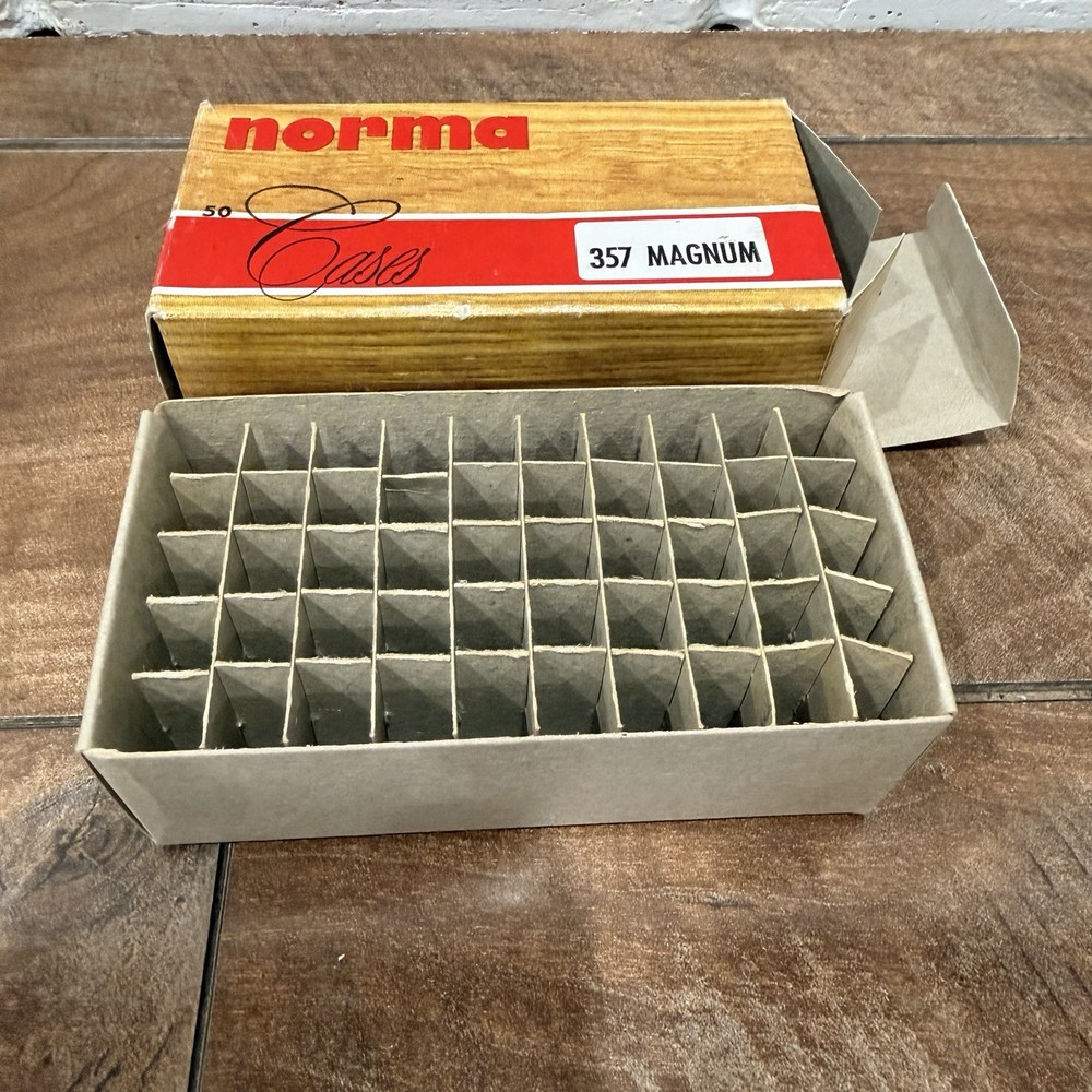 Vintage Norma .357 Magnum EMPTY Ammo Box w/ Insert & Handloader Notes