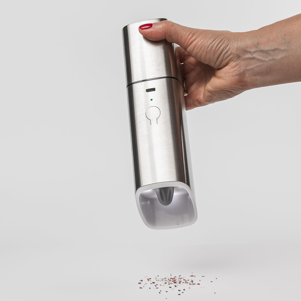 KSL Salt and Pepper Grinder Set, USB Rechargeable, Automatic 1 Click Grinding...