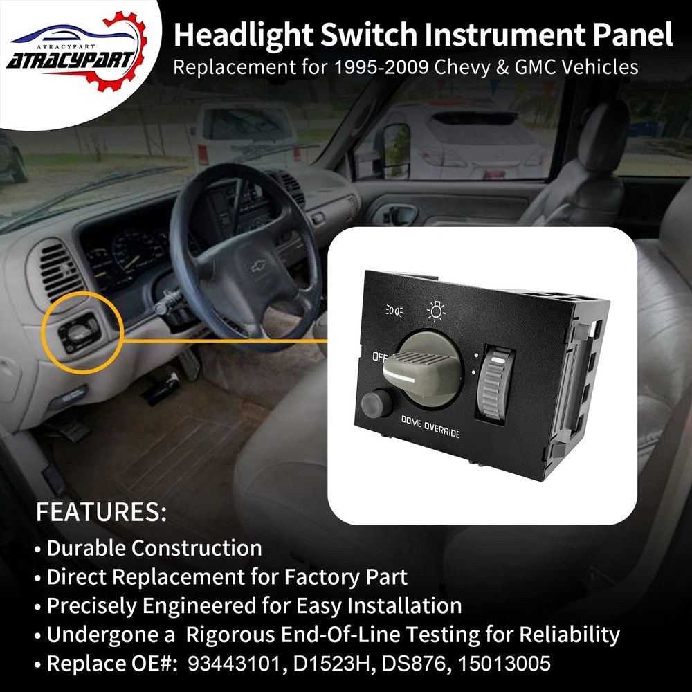 Headlight Switch Dimmer - 93443101, Black - 1995-2009