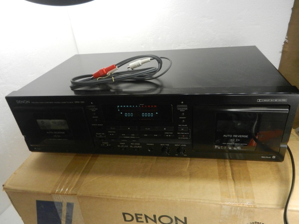 Denon DRW-580 Dual Cassette Tape Deck Auto Reverse Dolby - ORIGINAL BOX !