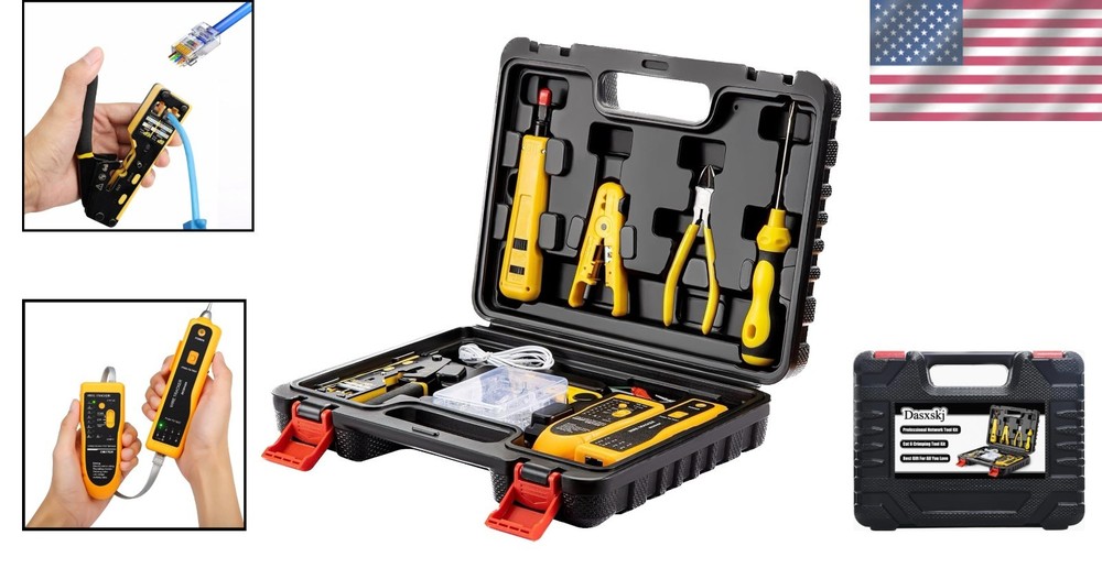 Comprehensive Cable Installation Kit: RJ45 Crimp Tool & Wire Tracker Included