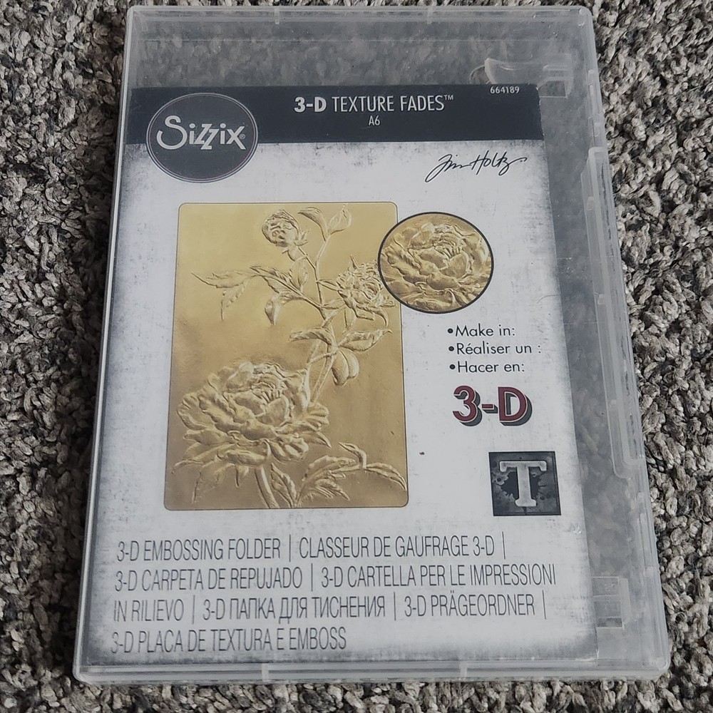 SIZZIX NEW 3-D TEXTURE IMPRESSIONS EMBOSSING FOLDER ROSES #664189