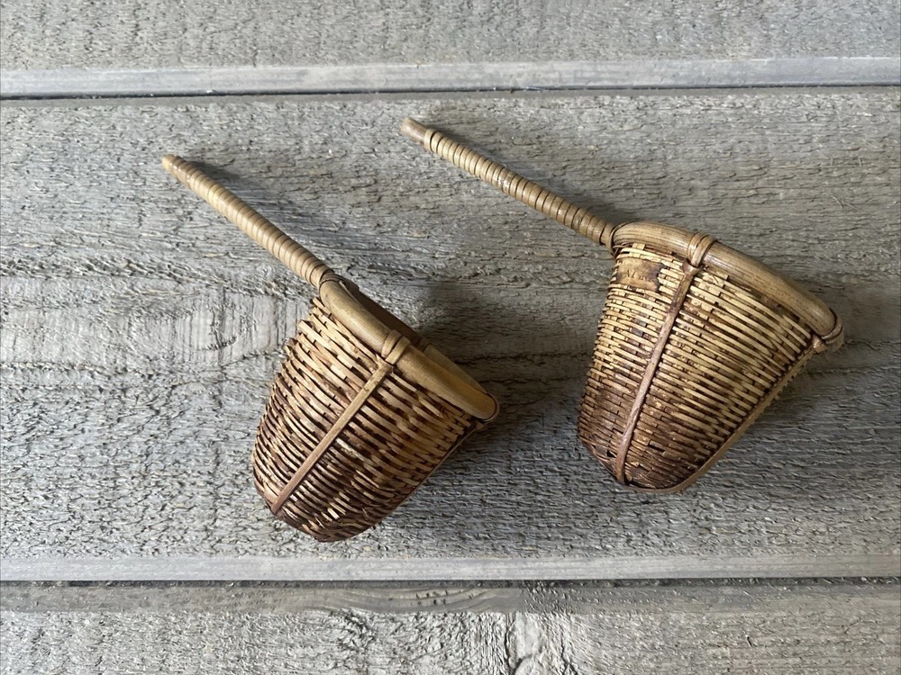 Vintage Wicker Tea Strainers Handmade Set/2