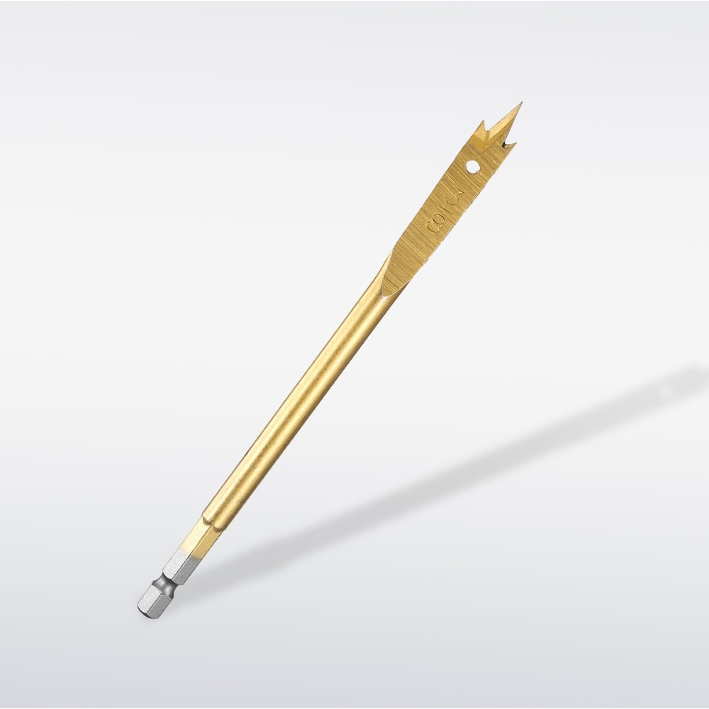 Spade Drill Bit 3/8" Paddle Flat Bits Wood Hole Cutter Gold Tone
