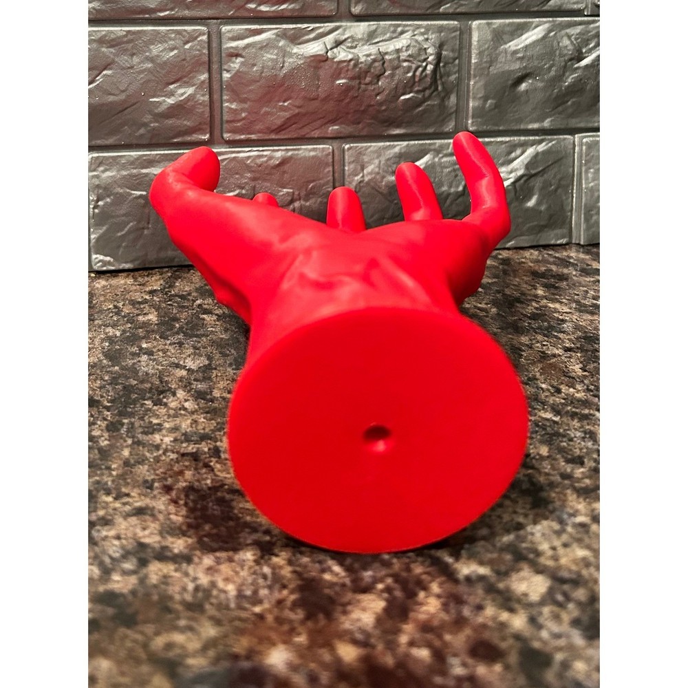 Bright Red 3D Printed Hand Shaped Holder Organizer w. Removable Base wall mount