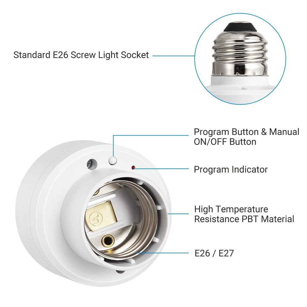 DEWENWILS Remote Control Light Bulb Socket E26 E27 Base, Wireless Light Switch