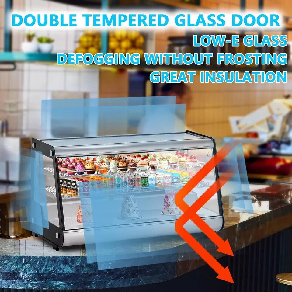 8.2 Cu.Ft Refrigerated Display Case Commercial Countertop Refrigerator W/ Wheels