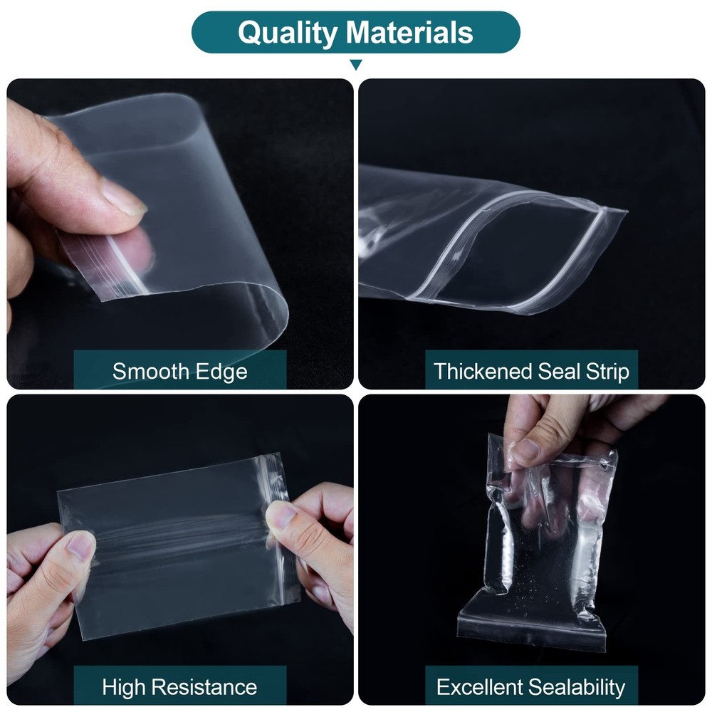500 Pcs Small Plastic Bags, Bag, Mini Baggies, Mixed Size, Clear