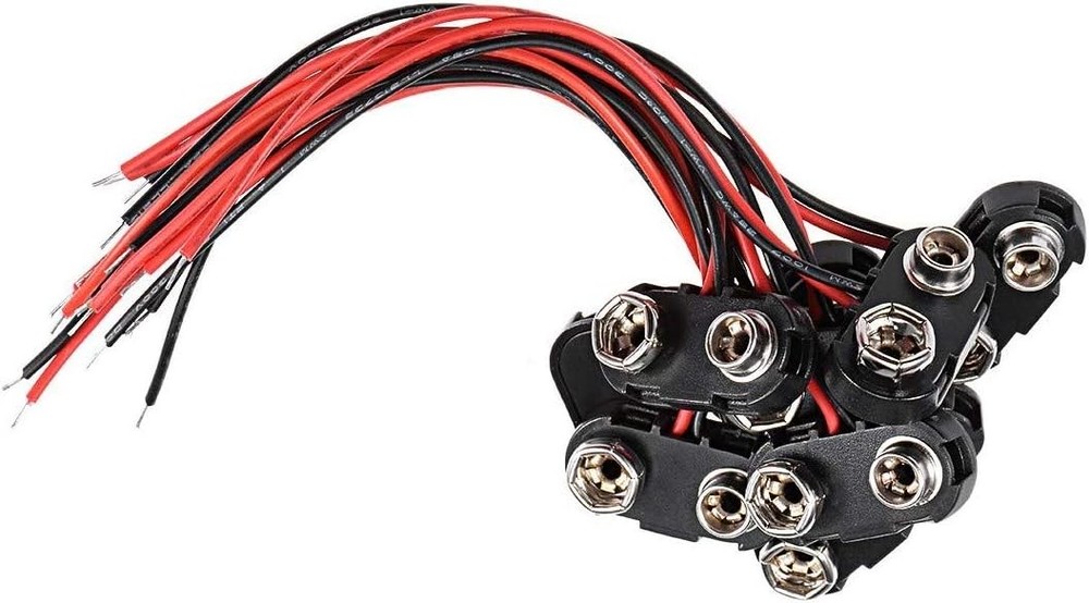 10 Pack T Type 9 V Battery Clip Connector Long Cable Connection Hard Shell...