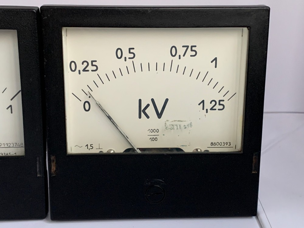 Vintage ammeter Soviet Voltmeter Industrial design Bakelite case 2pcs