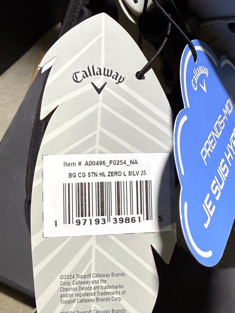 NEW WITH TAGS CALLAWAY HL ZERO STAND BAG - SILVER