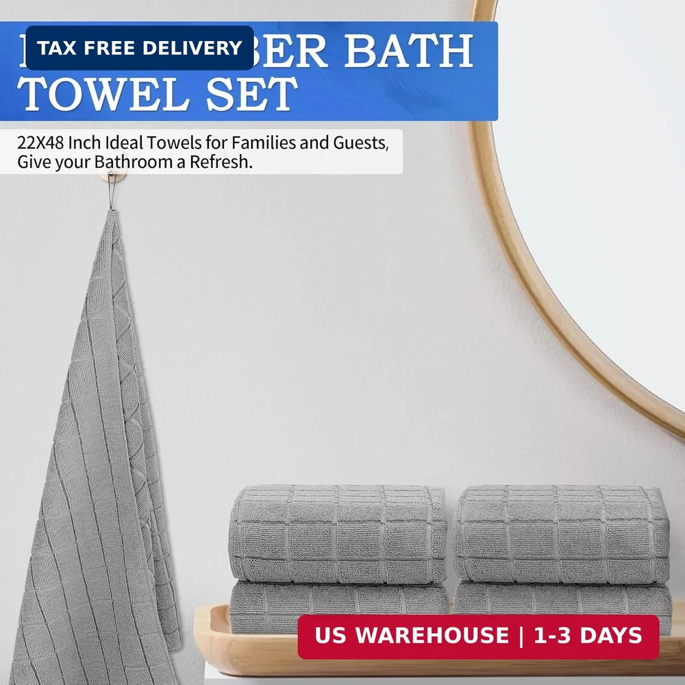 Microfiber Bath Towels 2 Pack (22'' x 48'') - Lightweight Quick Dry...